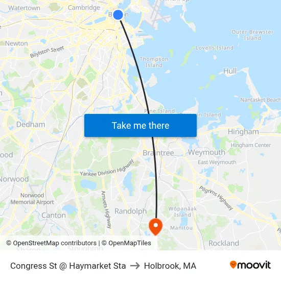 Congress St @ Haymarket Sta to Holbrook, MA map