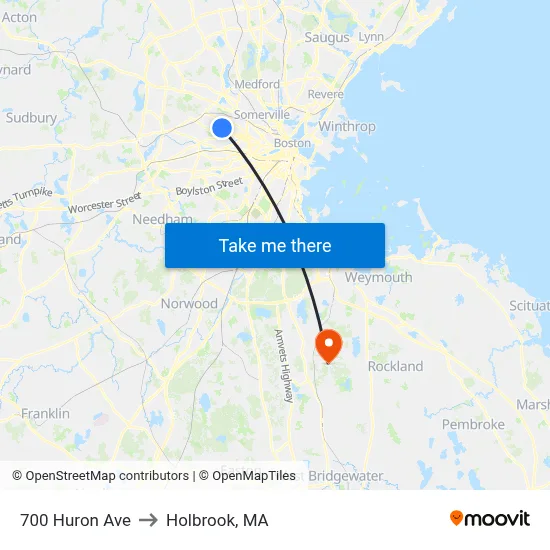 700 Huron Ave to Holbrook, MA map