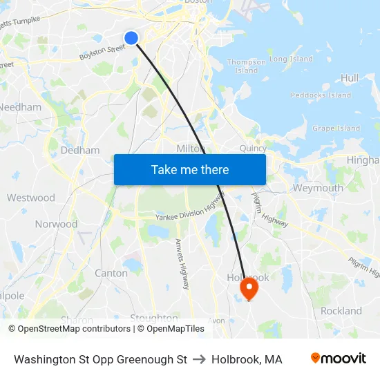 Washington St Opp Greenough St to Holbrook, MA map