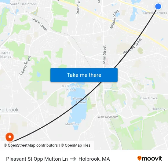 Pleasant St Opp Mutton Ln to Holbrook, MA map