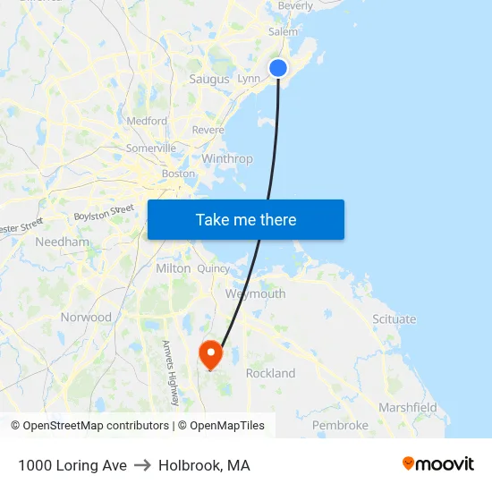 1000 Loring Ave to Holbrook, MA map