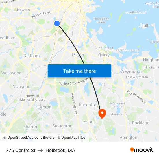 775 Centre St to Holbrook, MA map