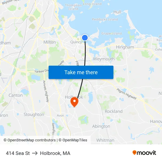 414 Sea St to Holbrook, MA map