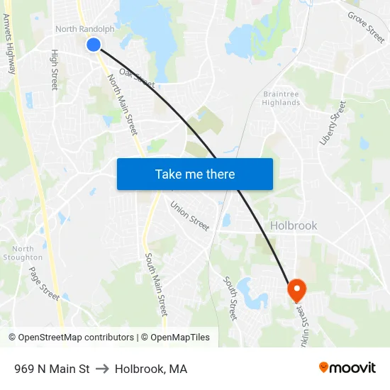 969 N Main St to Holbrook, MA map