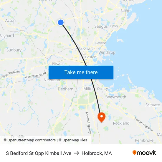 S Bedford St Opp Kimball Ave to Holbrook, MA map