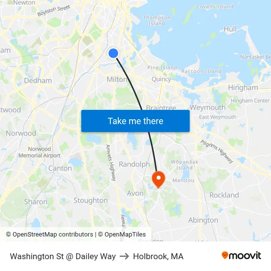 Washington St @ Dailey Way to Holbrook, MA map