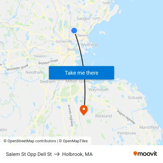 Salem St Opp Dell St to Holbrook, MA map