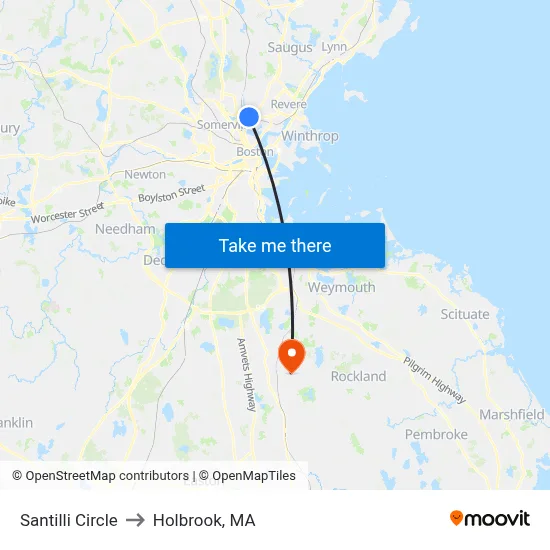 Santilli Circle to Holbrook, MA map