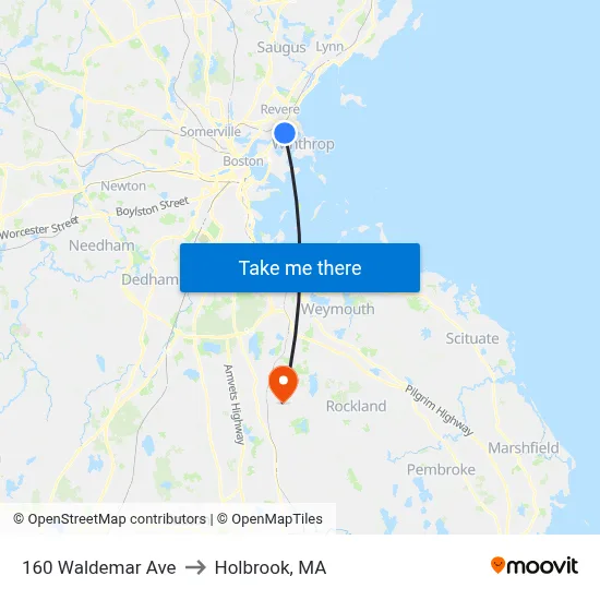 160 Waldemar Ave to Holbrook, MA map