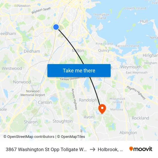 3867 Washington St Opp Tollgate Way to Holbrook, MA map