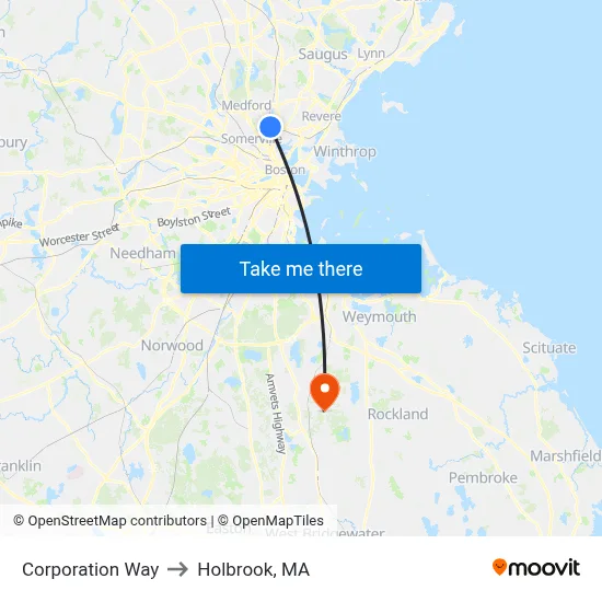 Corporation Way to Holbrook, MA map