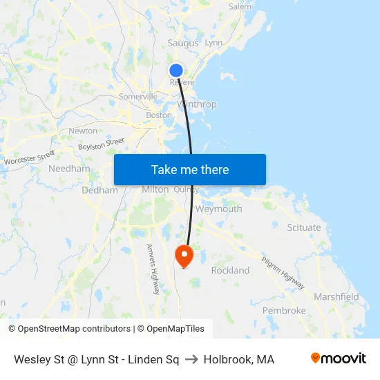 Wesley St @ Lynn St - Linden Sq to Holbrook, MA map