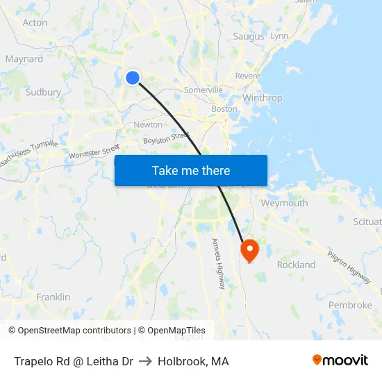 Trapelo Rd @ Leitha Dr to Holbrook, MA map