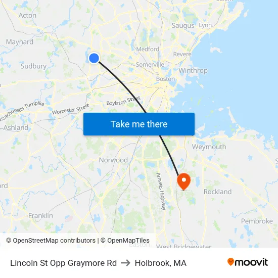 Lincoln St Opp Graymore Rd to Holbrook, MA map