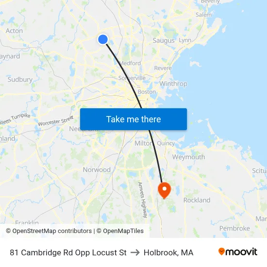 81 Cambridge Rd Opp Locust St to Holbrook, MA map