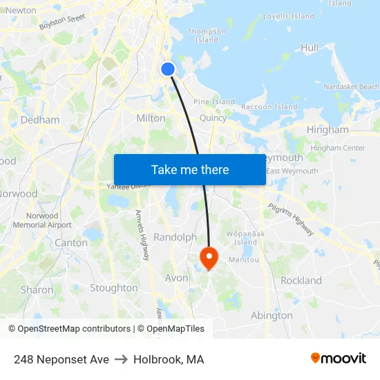 248 Neponset Ave to Holbrook, MA map