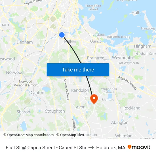Eliot St @ Capen Street - Capen St Sta to Holbrook, MA map