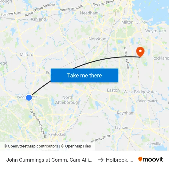 John Cummings at Comm. Care Alliance to Holbrook, MA map