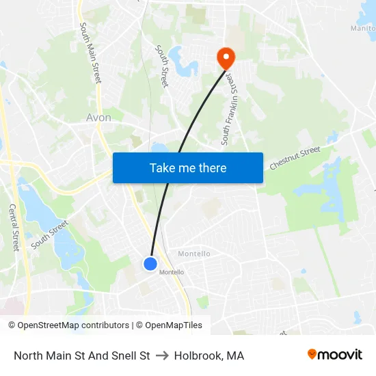 North Main St And Snell St to Holbrook, MA map