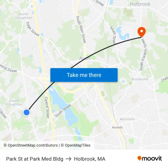 Park St at Park Med Bldg to Holbrook, MA map