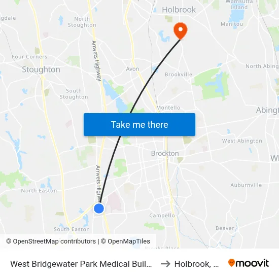 West Bridgewater Park Medical Building to Holbrook, MA map
