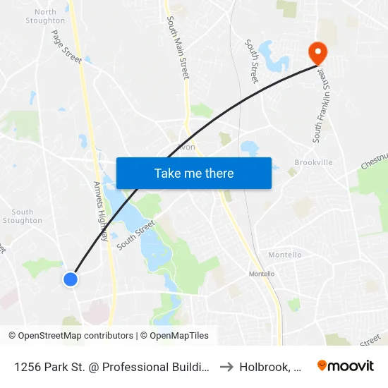 1256 Park St. @ Professional Building to Holbrook, MA map