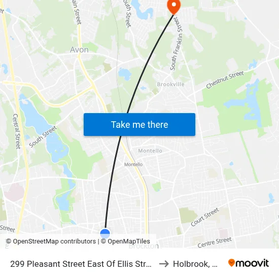 299 Pleasant Street East Of Ellis Street to Holbrook, MA map