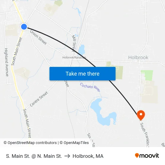 S. Main St. @ N. Main St. to Holbrook, MA map