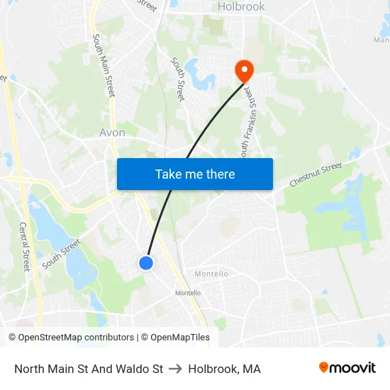 North Main St And Waldo St to Holbrook, MA map