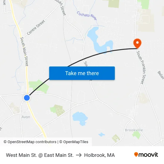 West Main St. @ East Main St. to Holbrook, MA map