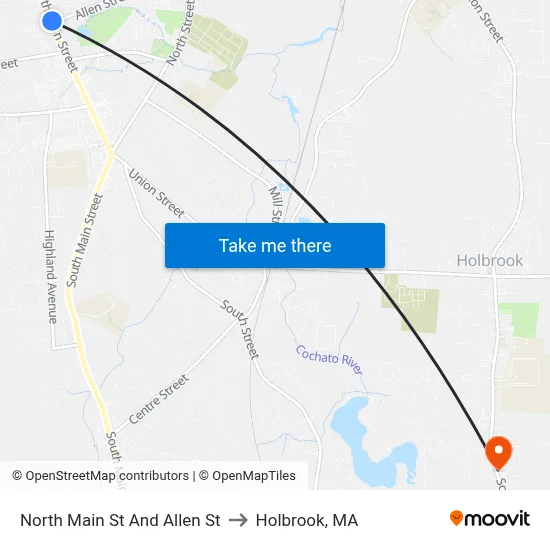 North Main St And Allen St to Holbrook, MA map