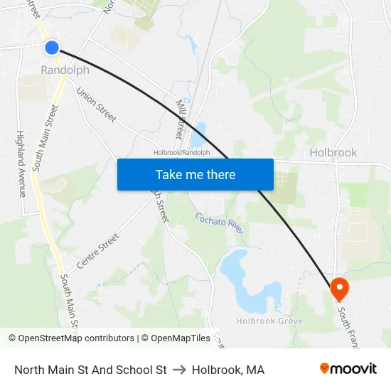 North Main St And School St to Holbrook, MA map