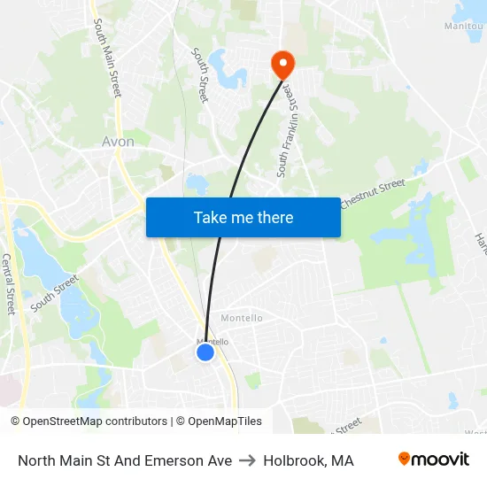North Main St And Emerson Ave to Holbrook, MA map
