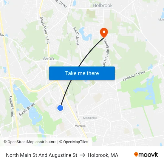 North Main St And Augustine St to Holbrook, MA map