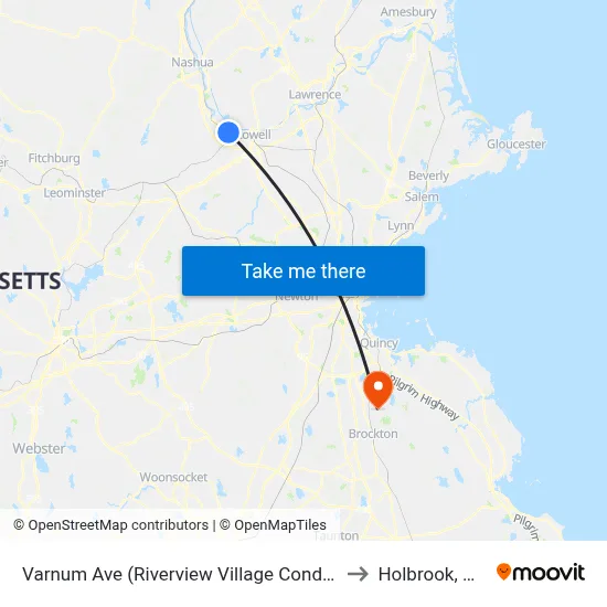 Varnum Ave (Riverview Village Condos) to Holbrook, MA map