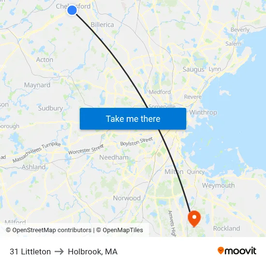 31 Littleton to Holbrook, MA map