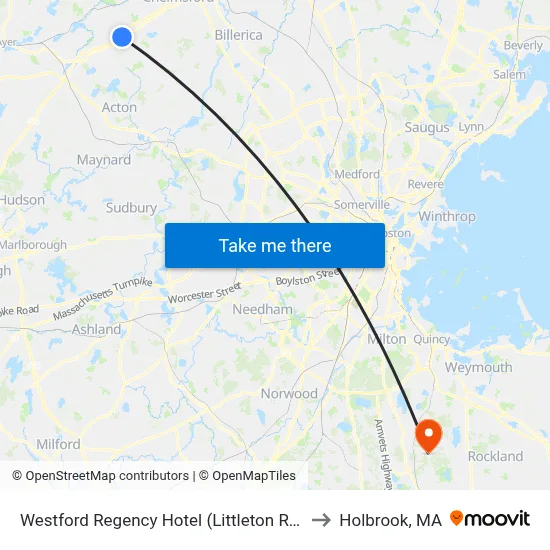 Westford Regency Hotel (Littleton Rd) to Holbrook, MA map
