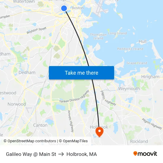 Galileo Way @ Main St to Holbrook, MA map