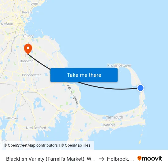 Blackfish Variety (Farrell's Market), Wellfleet to Holbrook, MA map