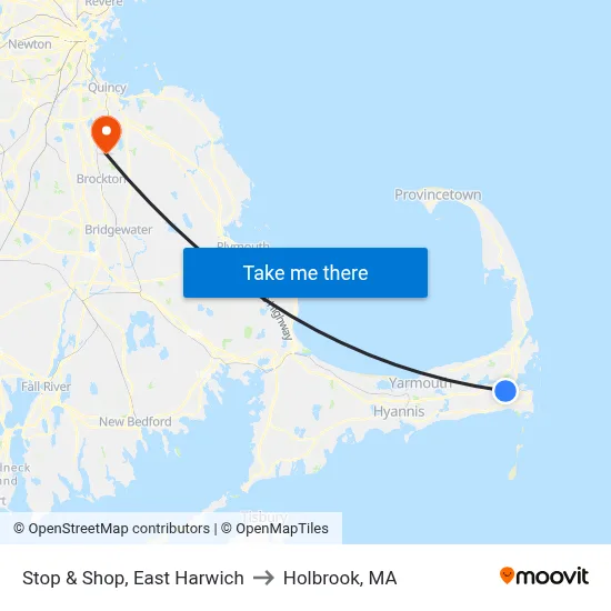 Stop & Shop, East Harwich to Holbrook, MA map