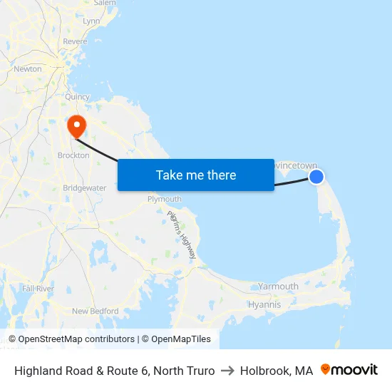 Highland Road & Route 6, North Truro to Holbrook, MA map