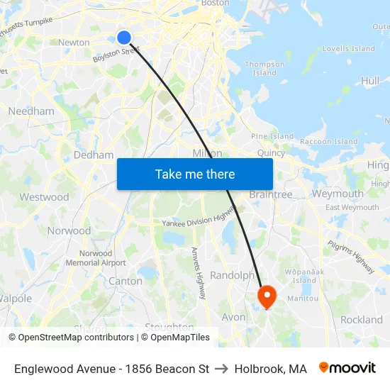 Englewood Avenue - 1856 Beacon St to Holbrook, MA map