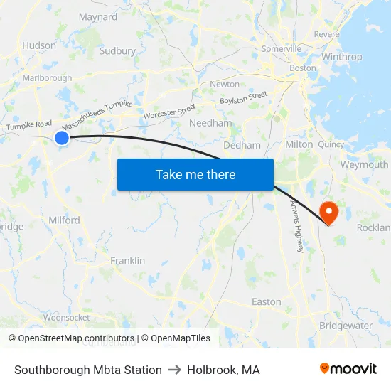 Southborough Mbta Station to Holbrook, MA map