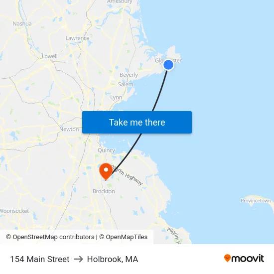 154 Main Street to Holbrook, MA map