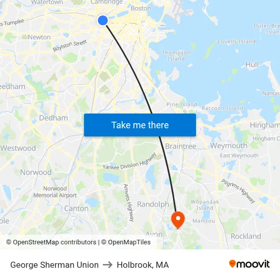 George Sherman Union to Holbrook, MA map