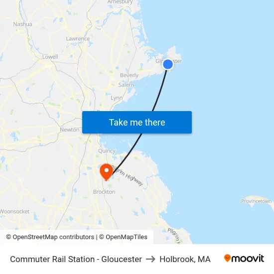 Commuter Rail Station - Gloucester to Holbrook, MA map