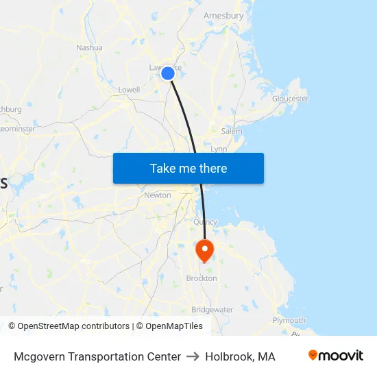 Mcgovern Transportation Center to Holbrook, MA map