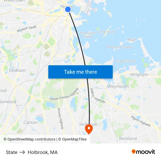 State to Holbrook, MA map
