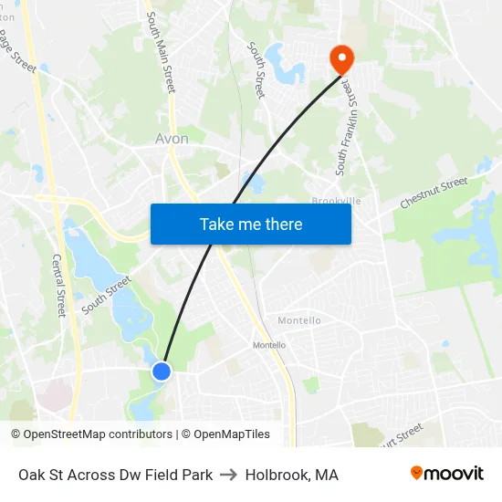 Oak St Across Dw Field Park to Holbrook, MA map