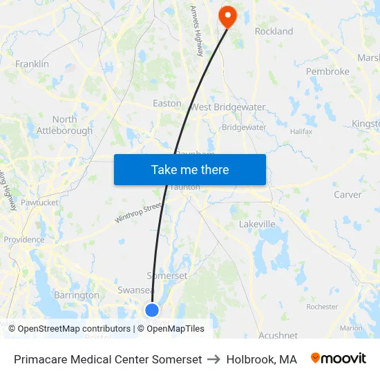 Primacare Medical Center Somerset to Holbrook, MA map